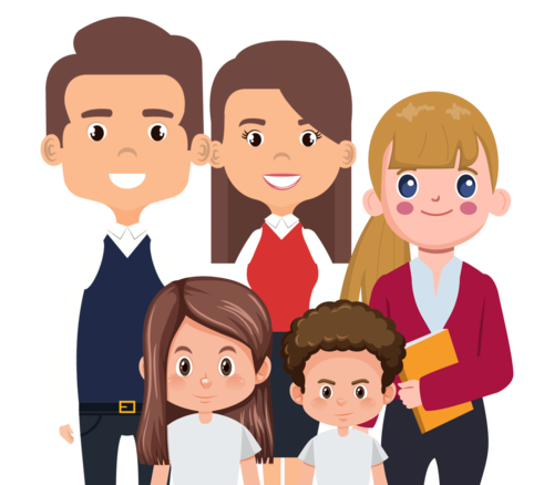 Enriching Early Learning community family illustration